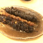 山水 - 肝焼き（バラ串、ヒレ串）　500円