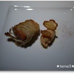 Ｓ+　エス・プリュス - アラスカ産サーモンのカダイフ巻き
      さわやかなレモンの香りと冬トマトのソルベを添えて