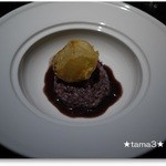 Ｓ+　エス・プリュス - カラスカレイのベニエ　
      ゴルゴンゾーラ風味の赤ワインリゾットと共に