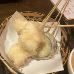 千花庵 - 串天ぷら なす 長芋 イカ