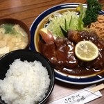 新富士本店 - 2013年2月　ポークチャップ＆味噌汁＆ご飯