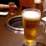 焼肉もりもり - とりあえず生ビール大で‥