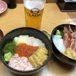 小樽ポセイ丼 - おまかせ丼/生ビール