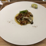 齋華 - スペシャリテ　鮑麺　肝ソース：鮑と肝がっぷり