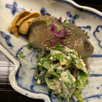 道人 - 鮑と雲丹、山菜こしあぶら