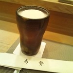 鮨 明 高勢 - 生ビール（アサヒ）信楽のカップで
