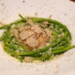 Osteria Tre Pazzi - アスパラソヴァージュ　サマートリュフ　温泉卵