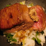 銀座 稲葉 - 栃木牛シャトーブリアンをのせたミニ牛丼(コース料理 おまかせコース)