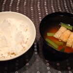 瀬里奈 - お味噌汁と魚沼産コシヒカリご飯です。