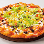 シェーキーズ - 特製のバーガーソースにビーフ、トマト、オニオン、ゴーダチーズをのせて焼き上げました。
仕上げにシャキシャキのレタスとチェダーチーズをのせたリピーターの多いピザです。