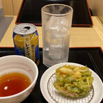 Irorian Kiraku - 特製レモンサワー 小柱と海苔かき揚げセット