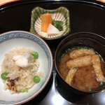 割烹まさご - お食事。赤出汁もお漬物も最高