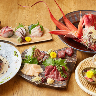 Special dishes featuring fresh vegetables and extremely fresh seafood from Miura