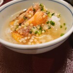 作並温泉 湯の原ホテル - 鮭の半身もほぐしてイン!!茶漬け～～うっま～～い！