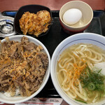 Nakau - 和風牛丼　600円  かき揚げうどん（こだわり玉子）350円