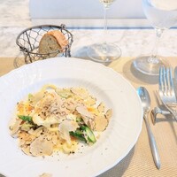 La Brianza - ジェットファーム長谷川さんアスパラガストンナレッリ半熟玉子サマートリュフ。もうどこをいただいても隙なく美味しい一皿。トリュフの香りも半熟玉子のトロトロも、アスパラガスの濃い味わいが深まってたわ〜♡♡