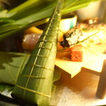 銀座 しのはら - 八寸　うなぎ、ちまき、押し寿司