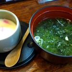 すし屋 銀蔵 - すし屋 銀蔵 秋葉原店 ランチに付く茶碗蒸しとあおさの味噌汁