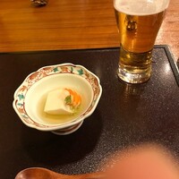 日本橋逢坂 - 海老が載ったごま豆腐