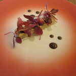 Derire - フォアグラガトー（テリーヌ） 牛腿肉のコンフィ ドライフルーツ トリュフのピューレ  ～冷製 ロッシーニ～