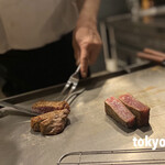 渋谷 鉄板焼き 牛味 - サーロインのステーキ