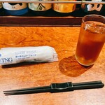 豫園 - ランチ：おしぼり、お箸、お茶