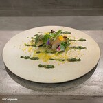 カーサ・デル・チーボ - 松皮鰈の椎茸締めと屈みのマリナート