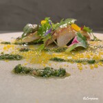 カーサ・デル・チーボ - 松皮鰈の椎茸締めと屈みのマリナート