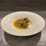 カーサ・デル・チーボ - フランス鳩とグリーンアスパラのフリカッセ