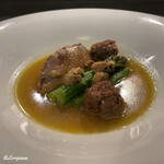 カーサ・デル・チーボ - フランス鳩とグリーンアスパラのフリカッセ