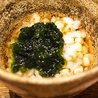 日本橋 蕎ノ字 - 静岡産の蕎麦の実　浜名湖産の舞阪海苔をのせて
