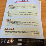 うえんで - メニュー裏