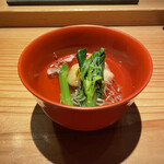 とり茶太郎 - 菜の花とホロホロ鳥胸揚げ出汁