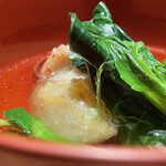 とり茶太郎 - 菜の花とホロホロ鳥胸揚げ出汁