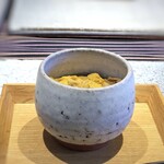 日本料理 TOBIUME - ◆始まり「雲丹は飲み物」・・黒雲丹(ミョウバン不使用：橿原漁港）、有明海苔、スナップエンドウ、お出しのジュレ