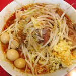 ラーメン二郎 - ラーメン半分＋ニンニク多め＋うずらＳＫ