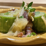 すし宮川  - アスパラ、はまぼうふ、ホタルイカ酢味噌和え