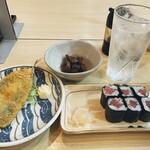 寿司・和食処 盛浩 - アジフライ＆鉄火巻きで、芋焼酎