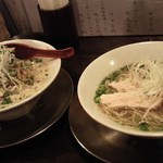 金町製麺 - '13/03/01 ベジポタ白湯ハーフ（700円）＆柚子香る塩ハーフ（600円）