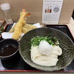 Honkakuha Hakata Udon Hasida Taikiti - おろし醤油うどん¥500、海老天¥300、ごぼう天¥150、ネギ増し