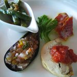 サングリア - ムール貝のマリネ、インゲンのカラスミ、イベリコ豚のチョリソー、地鶏のガランティーヌ