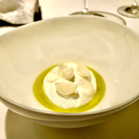 カンテサンス - 山羊乳のババロア　百合根の食感がいい　オリーブオイルと岩塩で更に美味しく