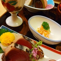 幸 - 一の膳　食前酒(梅酒)と　お刺身