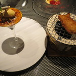 レストラン バカール - 2つのテクスチャーで仕上げた焼き林檎:アップル鯛とクレーム・ブリュレ1