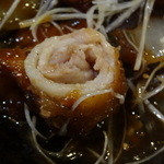 ビストロ茶葉蘭 - 豚バラ肉薄切りを巻いて揚げたお肉の酢豚