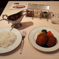 レストラン香味屋 - メンチカツ+ハヤシライス