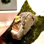 Takaoka - 太刀魚の炙り棒寿司