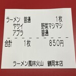 ラーメン もっけだの - 『ラーメン普通ヤサイマシマシ』の食券