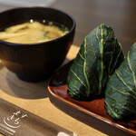 ますきち - 菜包みおにぎり味噌汁セット