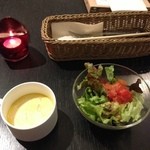 文房具カフェ - 週替わり夜ご飯のサラダ、スープ